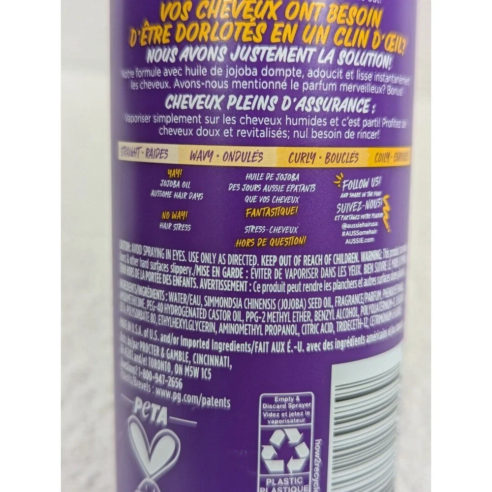 Aussie Hair Insurance Leave-In Conditioner Spray with Jojoba Oil - 8 oz - 3 pack